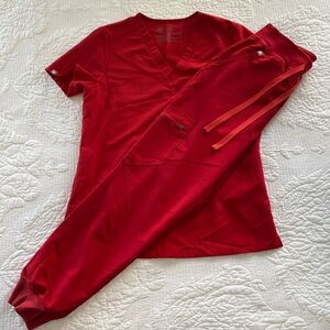 Figs Winning Red Scrub Set